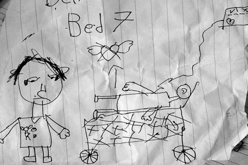 Sketches of hospital bed